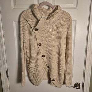 Cozy Cottagecore Boho Cabincore Asymmetrical Chunky Waffle Knit Sweater Size M